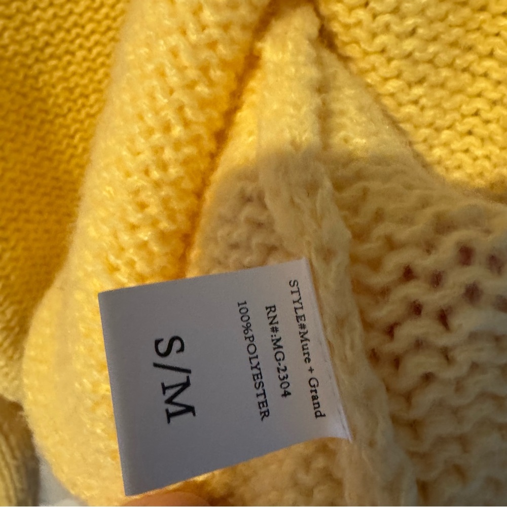 mure + grand Flowers Follow the Sun Yellow & Pink Puff Cardigan | S / M - Picture 5 of 6